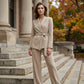 👔 60% DE RÉDUCTION! ✨ Ensemble Blazer & Pantalon Jambes Larges Femme – Ceinture Nœud, Coupe Flatteuse & Style Polyvalent 💃