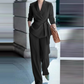 👔 60% DE RÉDUCTION! ✨ Ensemble Blazer & Pantalon Jambes Larges Femme – Ceinture Nœud, Coupe Flatteuse & Style Polyvalent 💃
