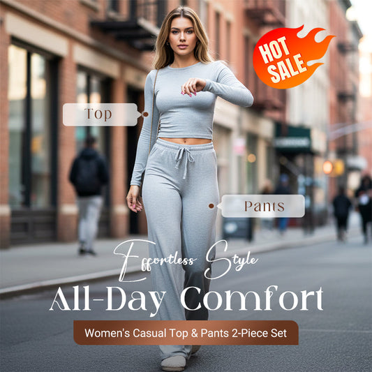 👚 60% DE RÉDUCTION! 💃 Ensemble Deux Pièces Décontracté pour Femme – Haut & Pantalon Large, Look Tendance & Confortable au Quotidien 🌸