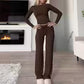 👚 60% DE RÉDUCTION! 💃 Ensemble Deux Pièces Décontracté pour Femme – Haut & Pantalon Large, Look Tendance & Confortable au Quotidien 🌸