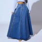 👗 60% DE RÉDUCTION ! ✨ Jupe en Jean Vintage à Boutons sur le Devant – Coupe Trapèze – Style Rétro, Taille Ajustable & Look Décontracté 💙