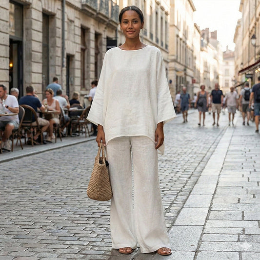 👚 50% DE RÉDUCTION! ✨ Ensemble Femme 2 Pièces – Haut Ample à Manches Longues & Pantalon Large en Polyester Respirant Pour Un Look Chic 💃