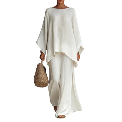 👚 50% DE RÉDUCTION! ✨ Ensemble Femme 2 Pièces – Haut Ample à Manches Longues & Pantalon Large en Polyester Respirant Pour Un Look Chic 💃