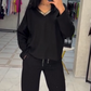 🌸 60% DE RÉDUCTION ! 👚 Ensemble Haut à Col en V & Pantalon à Cordon pour Femmes – Tissu Doux, Coupe Décontractée & Look Quotidien 👖