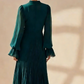 👗 60% DE RÉDUCTION ! ✨ Robe Midi Plissée pour Femme avec Volants & Encolure en Trou de Serrure – Détails Féminins, Tissu Léger & Look Romantique 💃