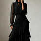👗 60% DE RÉDUCTION ! ✨ Robe Midi Plissée pour Femme avec Volants & Encolure en Trou de Serrure – Détails Féminins, Tissu Léger & Look Romantique 💃