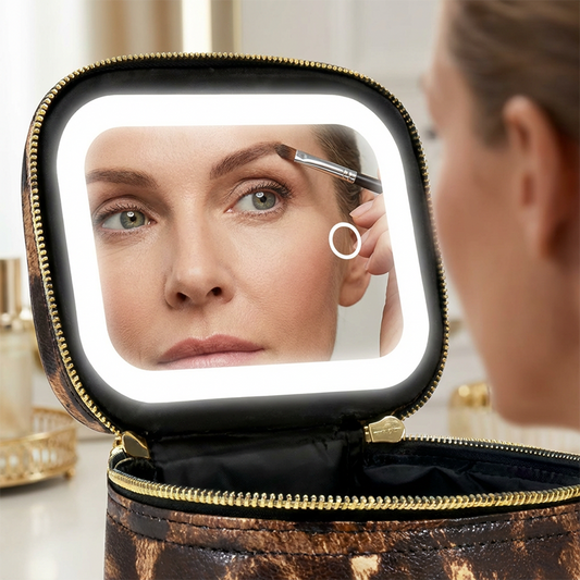 💄 50% DE RÉDUCTION 💎 Trousse de maquillage de voyage avec miroir LED – Éclairage réglable & recharge USB-C – Design compact, parfaite pour les déplacements ou le quotidien 🌟✨