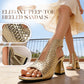 👡 60% de Réduction! ✨ Sandales à Talons Élégantes à Bout Ouvert pour Femme – Tissage Chic, Talon Bloc Stable & Confort Durable 👠
