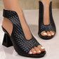 👡 60% de Réduction! ✨ Sandales à Talons Élégantes à Bout Ouvert pour Femme – Tissage Chic, Talon Bloc Stable & Confort Durable 👠