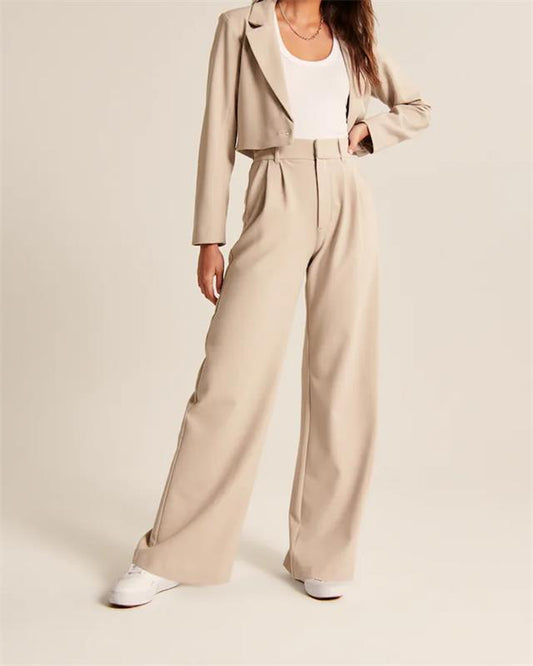 👖 60% DE RÉDUCTION! ✨ Pantalon Taille Haute à Jambes Larges & Coupe Ajustée – Fluide, Élégant & Parfait Pour Un Look Chic 🌸