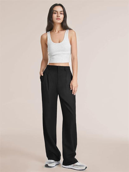 👖 60% DE RÉDUCTION! ✨ Pantalon Taille Haute à Jambes Larges & Coupe Ajustée – Fluide, Élégant & Parfait Pour Un Look Chic 🌸