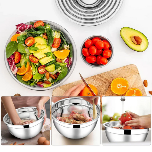 🍲 50% DE RÉDUCTION! 🥣 6 Bols en Acier Inoxydable 304 – 3 râpes incluses, solides & empilables – Parfaits pour préparer & servir vos repas 🔪