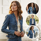 👗 50 % DE RÉDUCTION ⏰ Veste en jean à boutons pour femme, avec volants et ouverture sur le devant – Tendance, légère & parfaite pour la mi-saison 🌸