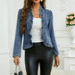 👗 50 % DE RÉDUCTION ⏰ Veste en jean à boutons pour femme, avec volants et ouverture sur le devant – Tendance, légère & parfaite pour la mi-saison 🌸