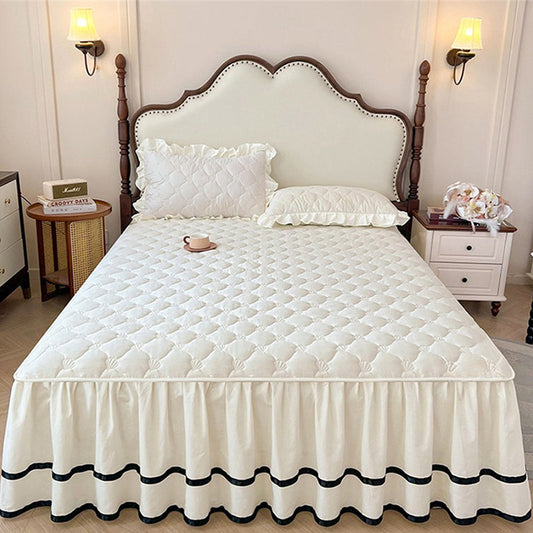 🛏️ 50% DE RÉDUCTION ! ✨ Jupe de Lit à Volants en Coton Lavé avec Taie d'Oreiller – Tissu Doux, Style Romantique & Protège le Sommier 🌸