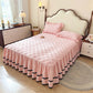 🛏️ 50% DE RÉDUCTION ! ✨ Jupe de Lit à Volants en Coton Lavé avec Taie d'Oreiller – Tissu Doux, Style Romantique & Protège le Sommier 🌸