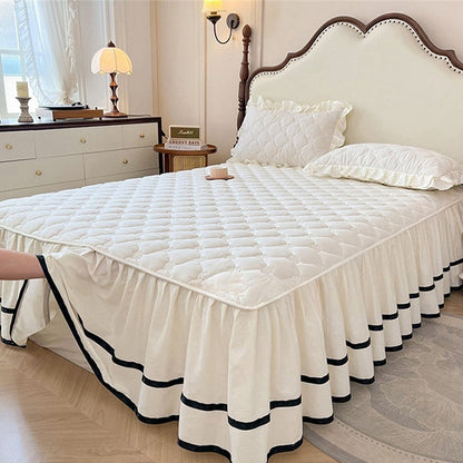 🛏️ 50% DE RÉDUCTION ! ✨ Jupe de Lit à Volants en Coton Lavé avec Taie d'Oreiller – Tissu Doux, Style Romantique & Protège le Sommier 🌸