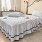 🛏️ 50% DE RÉDUCTION ! ✨ Jupe de Lit à Volants en Coton Lavé avec Taie d'Oreiller – Tissu Doux, Style Romantique & Protège le Sommier 🌸