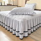 🛏️ 50% DE RÉDUCTION ! ✨ Jupe de Lit à Volants en Coton Lavé avec Taie d'Oreiller – Tissu Doux, Style Romantique & Protège le Sommier 🌸