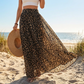 👗 60% DE RÉDUCTION! 🐆 Jupe Longue Fluide à Taille Haute – Imprimé Léopard, Taille Élastique & Volants 🌸