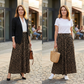👗 60% DE RÉDUCTION! 🐆 Jupe Longue Fluide à Taille Haute – Imprimé Léopard, Taille Élastique & Volants 🌸
