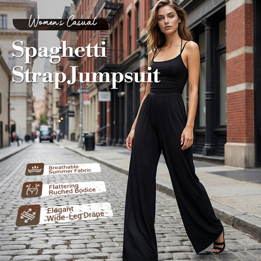 👗 60% DE RÉDUCTION! 🌸 Combinaison-Pantalon Décontractée Femme à Fines Bretelles – Tissu Fluide, Coupe Large & Look Estival ☀️