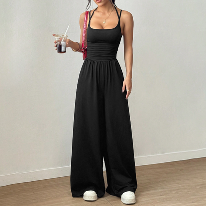 👗 60% DE RÉDUCTION! 🌸 Combinaison-Pantalon Décontractée Femme à Fines Bretelles – Tissu Fluide, Coupe Large & Look Estival ☀️