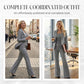 👚 60% DE RÉDUCTION! 💃 Ensemble 3 Pièces pour Femme avec Pantalon Évasé – Haut à Manches Longues, Pantalon Taille Haute & Ceinture Associée ✨