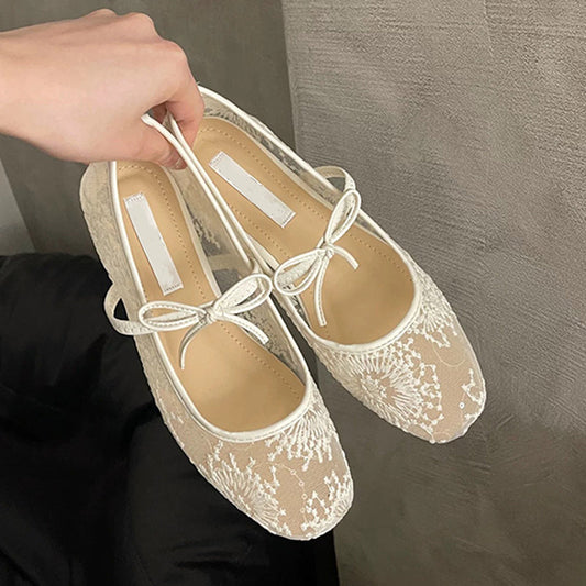 👡 60% DE RÉDUCTION! 🌸 Ballerines – Mesh Respirant, Nœud Décoratif & Confort Léger pour Toute la Journée ✨