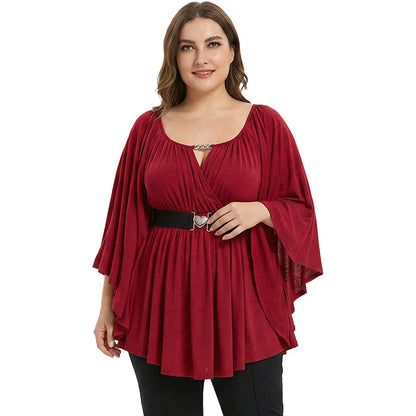 👚 50% DE RÉDUCTION! ✨ Haut Tunique Femme à Manches Évasées – Tissu Fluide, Col V & Style Élégant 🌸