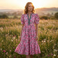 👗 50% de Réduction! 🌸 Robe Longue Florale à Volants – Manches Bouffantes, Fluide & Confort Élégant ✨