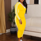 👗 50% DE RÉDUCTION ! ⭐ Robe près du corps femme à manches longues, col V & détails sportifs à rayures – Coupe flatteuse, confortable & idéale toute l’année 🌸