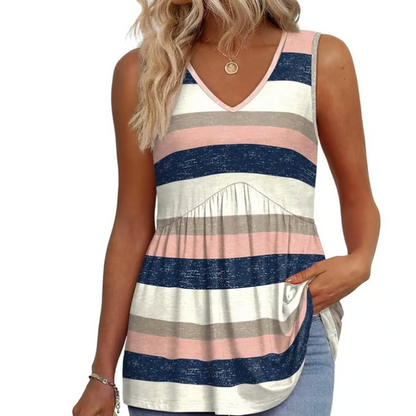 👚 60% DE RÉDUCTION! ✨ Top Femme Col V Plissé sans Manches – Drapé Élégant, Tissu Fluide & Polyvalent 🌸