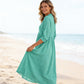 👗 50% DE RÉDUCTION! 🌸 Robe Midi Casual Femme Col V – Avec Poches Pratiques, Tissu Doux & Coupe Fluide ✨