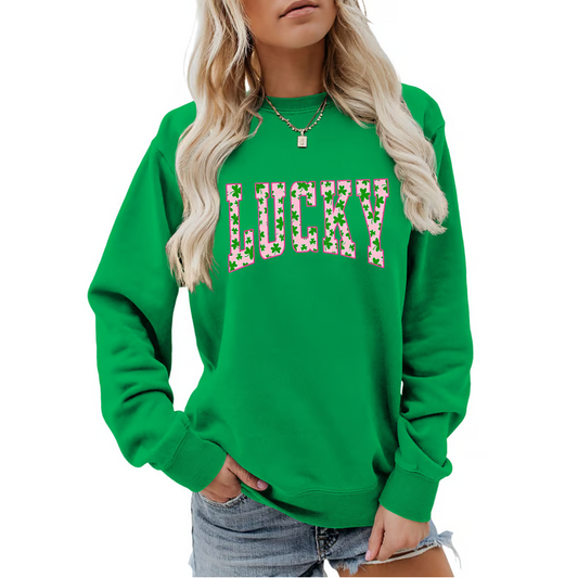 ☘️ 60% DE RÉDUCTION! 🍀 Sweat-shirt Graphique Trèfle Lucky pour Femme – Doux, Décontracté & Parfait pour la Saint-Patrick 🎁