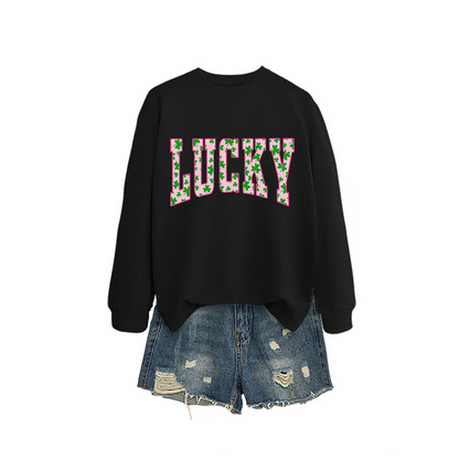 ☘️ 60% DE RÉDUCTION! 🍀 Sweat-shirt Graphique Trèfle Lucky pour Femme – Doux, Décontracté & Parfait pour la Saint-Patrick 🎁