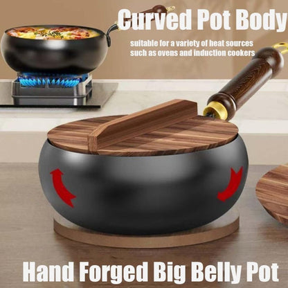 🍳 50% DE RÉDUCTION! 🔥 Wok en fonte – Avec couvercle pour rôtir & cuisiner ✨