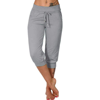 👖 60% DE RÉDUCTION! 🔥 Pantalon de Jogging 3/4 Taille Haute – Coupe Ajustée, Cordon de Serrage & Poches Pratiques pour Sport & Détente 🌸