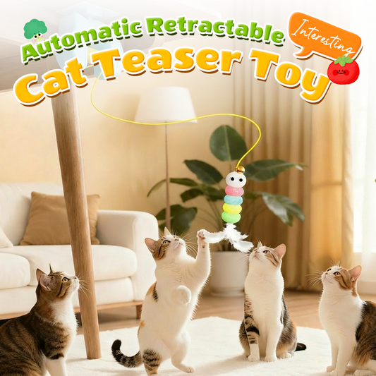 🐈 50% DE RÉDUCTION! 🧶 Teaser Automatique Rétractable – Jeu Interactif Anti-Ennui, Stimule L'Instinct De Chasse & Idéal Pour Occuper Votre Chat À La Maison 🏠