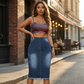 👗 60% DE RÉDUCTION! ✨ Jupe en Jean Taille Haute – Ourlet Effiloché, Coupe A-Line & Denim Stretch, Un Indispensable Vintage Pour Un Style Tendance 🌸