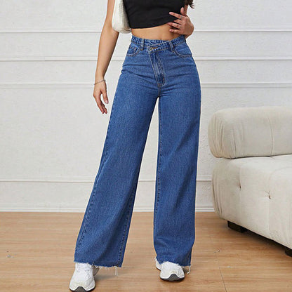 👖 60% DE RÉDUCTION! 💙 Jean Femme Taille Haute Jambe Large – Coupe Tendance, Confortable & Parfait pour un Look Décontracté ou Chic 🌸