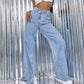 👖 60% DE RÉDUCTION! 💙 Jean Femme Taille Haute Jambe Large – Coupe Tendance, Confortable & Parfait pour un Look Décontracté ou Chic 🌸