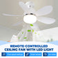 🌀 60% RABATT! 🏠 2-en-1 Deckenventilator mit LED – 3 Lichtfarben, 4 Geschwindigkeiten & Fernbedienung – Leise & einfach zu installieren – perfekt für kleine Räume, Schlafzimmer oder Büro 💡