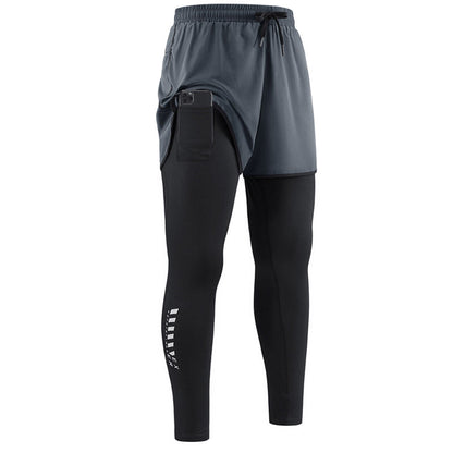 🏃‍♂️ 57% de réduction 👖 Collant de running 2-en-1 avec short pour homme – Respirant, anti-frottement & poche pour téléphone – parfait pour le sport 📱