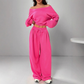 👚 60% DE RÉDUCTION! 🔥 Ensemble Sweat-Shirt Décolleté & Pantalon à Jambes Larges pour Femme – Look Tendance, Tissu Doux & Confortable au Quotidien 💃