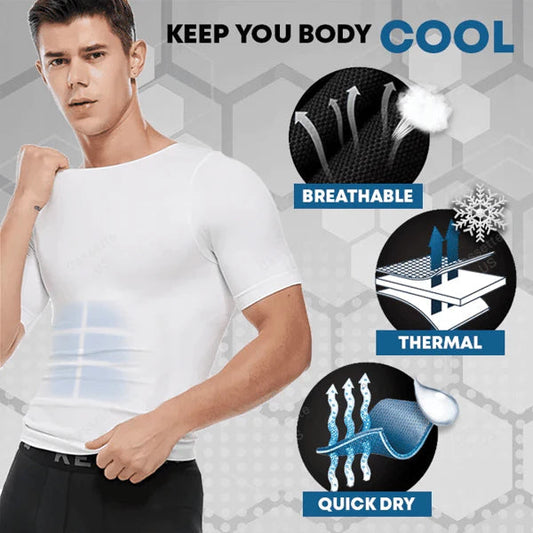 👕 50% DE RÉDUCTION! 🔥 T-Shirt Gainant Rafraîchissant pour Homme – Effet Ventre Plat Instantané, Léger & Confortable 💪