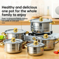 🍳 50% DE RÉDUCTION! 🔥 Ensemble Cuisine 5 Pièces – Acier Épais, Couvercles Verre & Finition Dorée, Compatible Tous Feux pour une Cuisine Élégante ✨