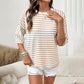 👚 50% DE RÉDUCTION 🔥 T-shirt à rayures coupe ample pour femme – Tissu léger, respirant & intemporel – parfait pour un look décontracté au quotidien, à la plage ou en voyage 🌊