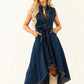 👗 50% DE RÉDUCTION! ✨ Robe en Jean Sans Manches à Ourlet Asymétrique – Coupe Moderne, Denim Durable & Look Décontracté 🌸