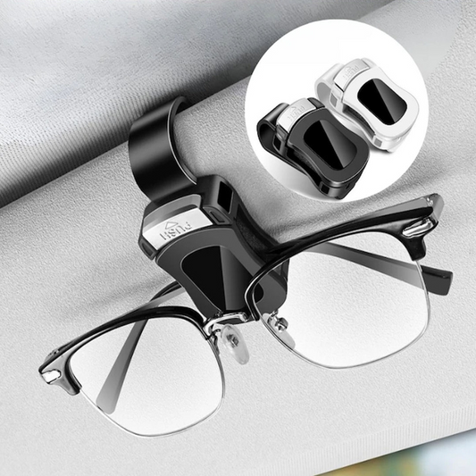 🚗 50% DE RÉDUCTION! 🕶️ Pince Porte-Lunettes pour Pare-Soleil de Voiture – Fixation Solide, Accès Facile & Idéale Pour Tous Types de Lunettes 🧴